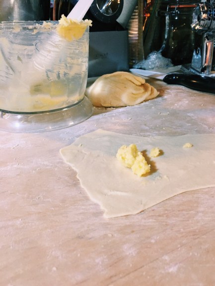 Il ripieno steso sulla sfoglia